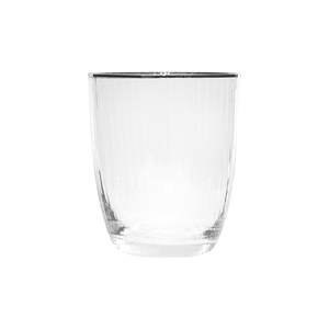 TURNER SILVER RIM RIBBED GLASS TUMBLER