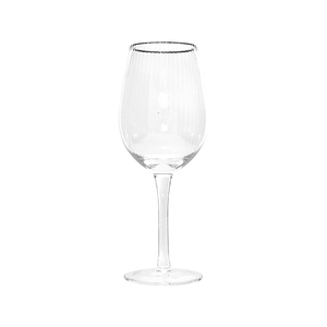 TURNER SILVER RIM RIBBED GLASS WINE