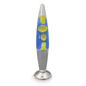 CHROME LIQUID RETRO LAVA LAMP BLUE/YELLOW WAX - BULK ITEM 