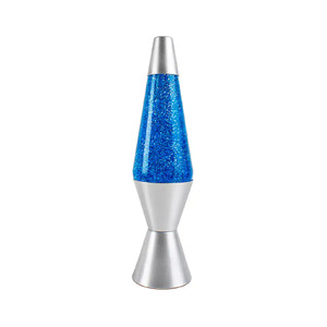 BLUE/BLUE GLITTER LAMP SILVER RETRO 37CM  