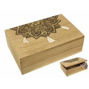 23X15CM GOLD MANDALA MDF BOX WITH TASSEL