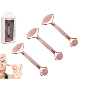14cm Rose Quartz Wellness Massage Roller in Display