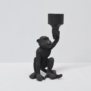 Monkey resin candle holders - Black