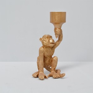 Monkey resin candle holders - Gold