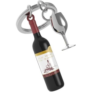 KEYCHAIN BOTTLE OF WINE W/GLASS