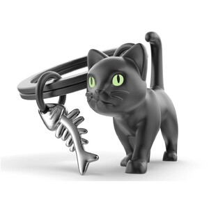 KEYCHAIN BLK CAT GLW IN DRK EYES N