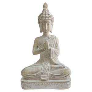 Bae Buddha Resin Sculpture 13.5x22cm-Wht