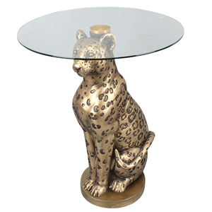 Leo Leopard side table 40x50cm- Gold - CLICK & COLLECT ONLY