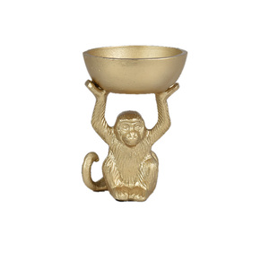 Mal Monkey Resin Bowl Sculp 10x11cm Gold