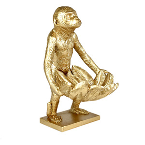 Mal Monkey Resin Bowl Sculp 17x25cm Gold