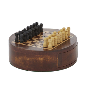 Chess Wood Board W Drawer 12cm Natural