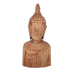 Pali Wooden Buddha Bust 20x43.5cm Nat - CLICK & COLLECT ONLY