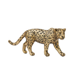 Leo Leopard Resin Sculpt 28x7x11cm Gold - BULK ITEM