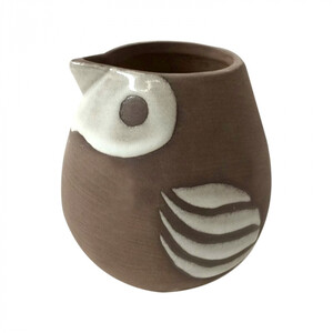 Birdie ceramic pot beaker vase 13x13cm-grey/whit