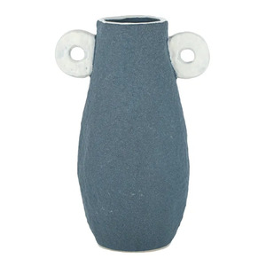 Lobe Ceramic Vase 18.5x28cm Slate/White