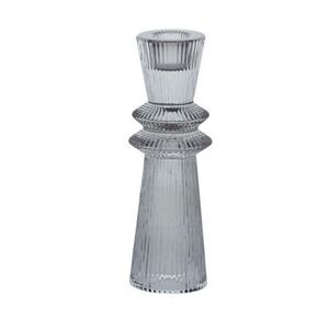 Dapper Glass Candleholder 5x16cm Grey