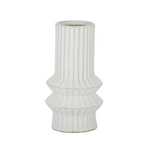 Accordion Ceramic Vase 9x16cm Ivory
