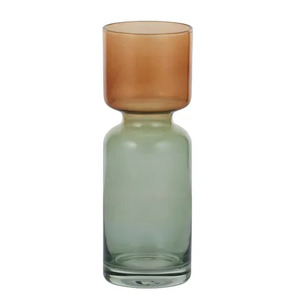 Gerta Glass Vase 7x20cm Tan/Sage - BULK ITEM