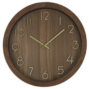 Kershaw MDF Clock 40cm Walnut/Natural - BULK ITEM