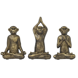 Yoga Monkey S/3 Resin Sculpt 9.5x15.5cm