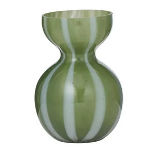 Bobbi Glass Vase 13x18cm Olive/White