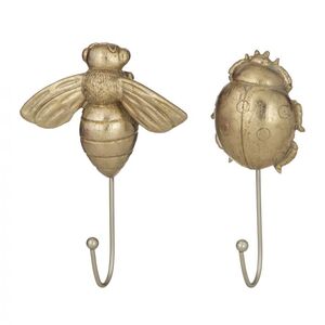 AM Bugs Wall Hook 2Asst 6x4.5x10cm Gold