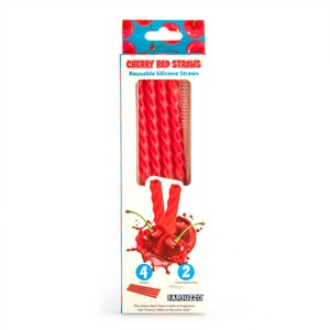 Cherry Red Reusable Silicone Straws - Set of 4