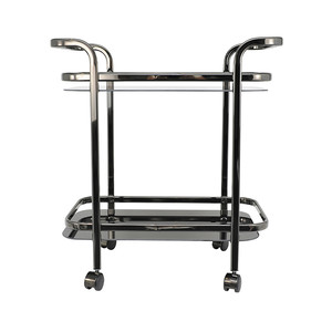 TRIST BLACK NICKEL BLACK GLASS BAR CART - BULK ITEM