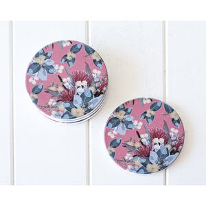 Ceramic Coaster - Australian Native Florals Blush - Set 4