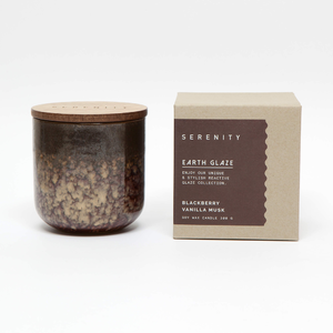 Soy candle 10oz in earth glaze jar (Brown) - Blackberry Vanilla & Musk