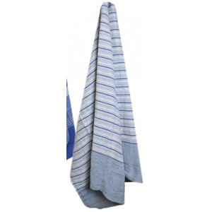 130x170cm cott blue/whi stripe throw