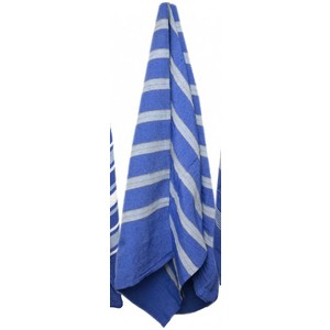 130x170cm cott blue/whi stripe throw