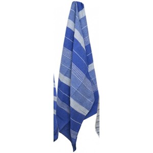 130x170cm cott blue/whi stripe throw