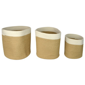 Large rnd bi-col jute baskets-37x35cm-white