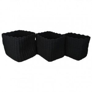 Small woven cotton rope bas-black