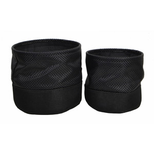 set/2 round pvc woven basket-lined- black