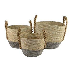 Medium round maize colour dip basket- white/grey
