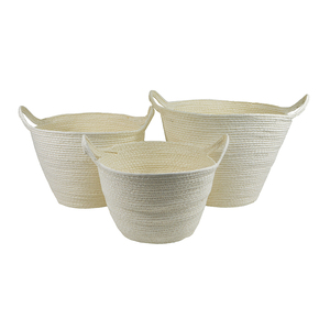 S/3 Rnd Paper Weave Bask-Hdl-Whi-32x42cm - Sizes sold separately