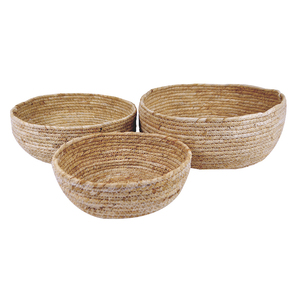 S/3 Rnd Natural Maize Baskets-34x12cm - Sizes sold separately
