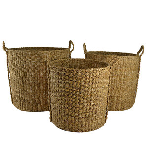 S/3 Tall Round Natural S/Grass Basket-50x47cm