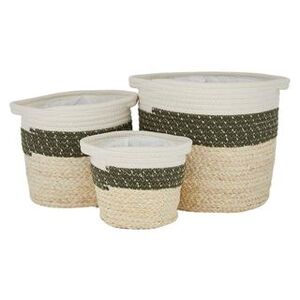Tae S/3 Cot/Maize Baskets 25x25cm Nat/Gn - Sizes sold separately