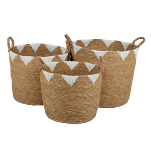 Dyani S/3 Grass Baskets 45x40cm Nat/Wht - Sizes sold separately - BULK ITEM