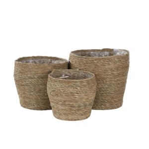 Dewi S/3 Grass Planters 26x24cm Nat. - BULK ITEM