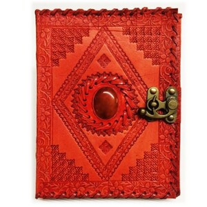 Red Notebook w/stone 18x14cm