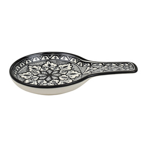Aleah Ceramic Spoon Rest 14x22cm-Black/White