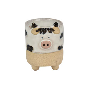 Clarrie Cow Cer Egg Cup 6x6.5cm Wht/Nat