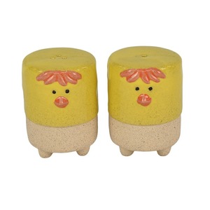 Hilda Hen S/2 Ceramic S&P 6x7cm Mustard