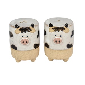 Clarrie Cow S/2 Cer S&P 5.5x7.5cm Wh/Nat