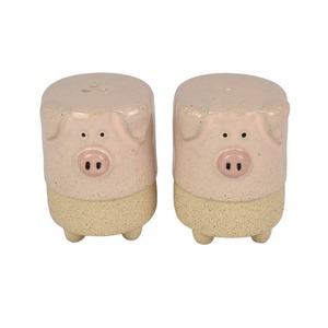 Primrose Pig S/2 Cer S&P 6x7cm Pink