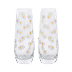 Novelty S/2 Glass Flute 5.5x14.5cm Daisy